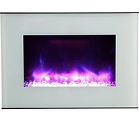 Sureflame Lugano Electric Wall Mounted Fire with Remote in White, 26 Inch