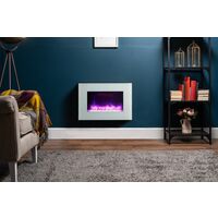 Sureflame Lugano Electric Wall Mounted Fire with Remote in White, 26 Inch