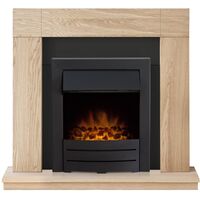 Adam Malmo Fireplace in Oak & Black with Colorado Electric Fire in Black, 39 Inch