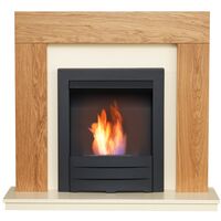 Adam Dakota Fireplace Suite in Oak with Colorado Bio Ethanol Fire in Black, 39 Inch