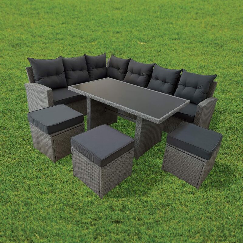 Corner Patio Set Rattan Effect Patio Furniture