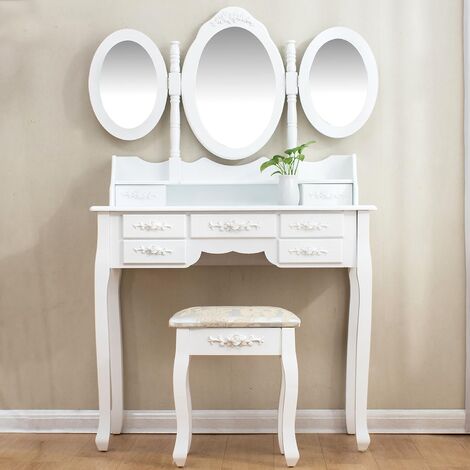 Dressing Table Set Vanity Dresser With, White Dresser With 3 Mirrors