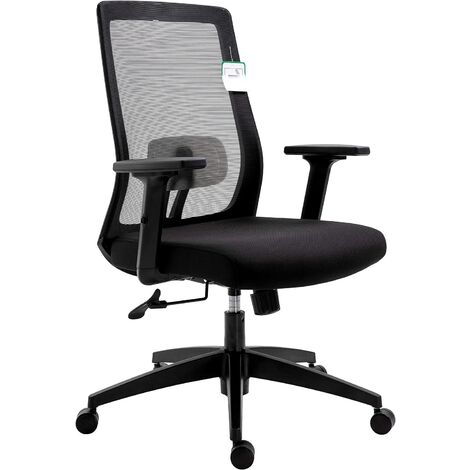 Cherry Tree Furniture Mesh Fabric Desk Chair Office Chair with Adjustable Armrests & Lumbar Support (Black, Without Headrest)