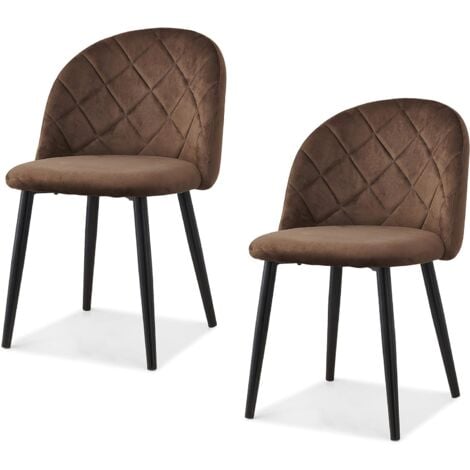 Cherry Tree Furniture Set Of 2 Edmonton Velvet Dining Chairs With Quilted Backrest In Brown