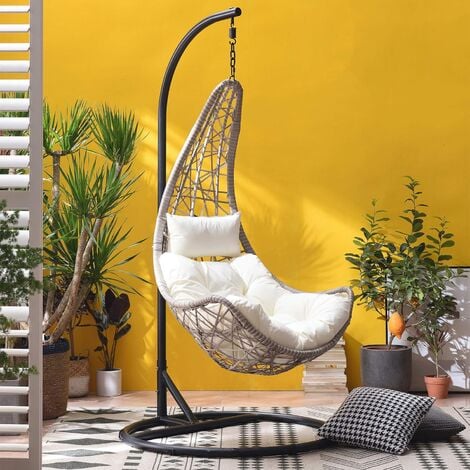Cherry Tree Furniture Maple Rattan Effect Hanging Patio Moon Chair Cocoon