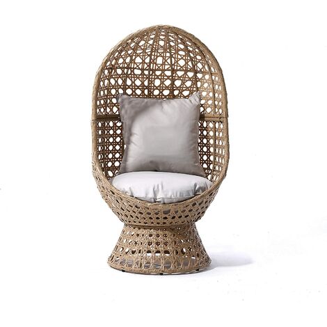Cherry Tree Furniture Nerida Natural Rattan Effect Cocoon Swivel Garden Egg Chair