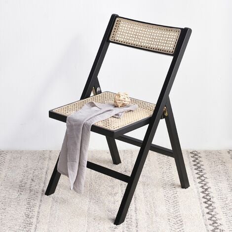 Cherry Tree Furniture Pembroke Folding Rattan Solid Wood Chair Black