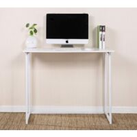 CherryTree Furniture Compact Flip-Flop Folding Computer Desk Home Office Laptop Desktop Table (White)