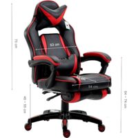 Cherry Tree Furniture CTF High Back Recliner Racing Style Gaming Swivel Chair with Footrest & Adjustable Lumbar & Head Cushion (Black & Red)