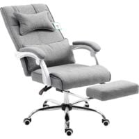 Cherry Tree Furniture CTF Executive Reclining Computer Desk Chair with Footrest, Headrest and Lumbar Cushion Support (Grey Fabric)