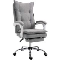 Cherry Tree Furniture Executive Double Layer Padding Recline Desk Chair Office Chair with Footrest (Grey Fabric)