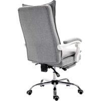 Cherry Tree Furniture Executive Double Layer Padding Recline Desk Chair Office Chair with Footrest (Grey Fabric)