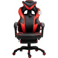 Cherry Tree Furniture High Back Recliner Gaming Chair with Cushion & Retractable Footrest (Black & Red)