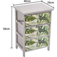 Cherry Tree Furniture Paulownia Solid Wood Washed Grey Chest of Drawers with Tropical Green Leaves Pattern (3-Drawer)