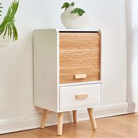 Cherry Tree Furniture TAKE Bedside Table with Slatted Bamboo Sliding Doors (1-Door &1 Drawer)