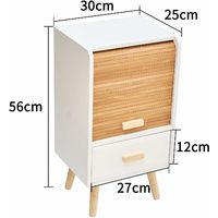 Cherry Tree Furniture TAKE Bedside Table with Slatted Bamboo Sliding Doors (1-Door &1 Drawer)