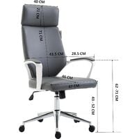 Cherry Tree Furniture High Back Modern Design PU Leather Swivel Office Chair Computer Desk Chair (Grey)