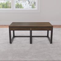 Cherry Tree Furniture CLIVE Coffee Table with Nest of 2 Tables, 1+2 Coffee Table Nesting Tables (Walnut Colour) - Walnut Finish and Black Frame