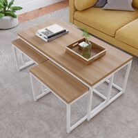 Cherry Tree Furniture CLIVE Coffee Table with Nest of 2 Tables, 1+2 Coffee Table Nesting Tables (White Oak Colour)