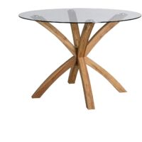 Cherry Tree Furniture LUGANO Round Glass Top Solid Oak Legs Dining Table