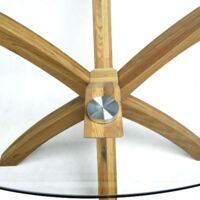 Cherry Tree Furniture LUGANO Round Glass Top Solid Oak Legs Dining Table