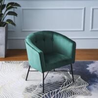 Cherry Tree Furniture AURELIE Velvet Fluted Back Armchair Tub Chair Emerald Green