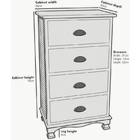 Cherry Tree Furniture CAMROSE Wooden Chest of Drawers/Bedside Table with Metal Cup Pull Handles White 4 Drawer