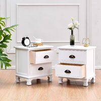 Cherry Tree Furniture CAMROSE 2X Wooden Bedside Cabinet with Metal Cup Pull Handles White 2 Drawer Pair