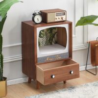 Cherry Tree Furniture MIHOS Meow Time Wooden Vintage TV Style Cat Condo - Walnut