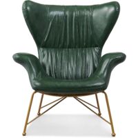 Cherry Tree Furniture Oliver Vintage Effect Wingback Green PU Leather Armchair Accent Chair