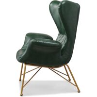 Cherry Tree Furniture Oliver Vintage Effect Wingback Green PU Leather Armchair Accent Chair