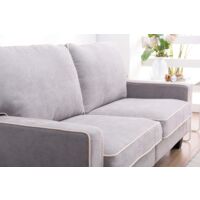Cherry Tree Furniture Sherbrook Large 2 Seater Fabric Sofa with Contrasting Trim in Light Grey Fabric