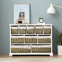 Cherry Tree Furniture 10 Drawer Chest with Willow Wicker Baskets FSC Certified
