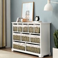 Cherry Tree Furniture 10 Drawer Chest with Willow Wicker Baskets FSC Certified