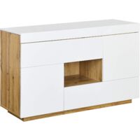 Cherry Tree Furniture Yukon High Gloss White 2 in 1 Desk or Sideboard with Extendable Top - Oak-White