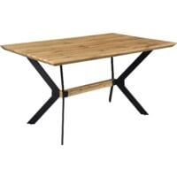 Cherry Tree Furniture Granby Wotan Oak Effect 140cm Dining Table with Geometric Metal Legs