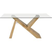 Cherry Tree Furniture Orillia Oak Effect 160 cm Dining Table with Clear Glass Top