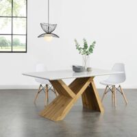 Cherry Tree Furniture Orillia Oak Effect 160 cm Dining Table with White Top