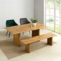 Cherry Tree Furniture Kennett Oak Effect 180 cm Dining Table and Bench Set