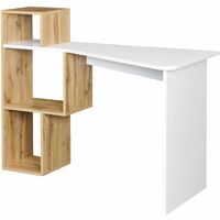 Cherry Tree Furniture Mason White High Gloss Desk with Oak Effect Shelves