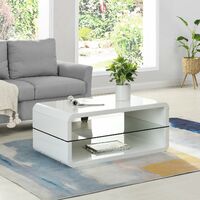 Cherry Tree Furniture Lucent White High Gloss and Glass Coffee Table