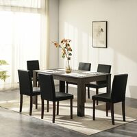 Cherry Tree Furniture 7 Piece Dining Room Set Dining Table with 6 Chairs Walnut Effect