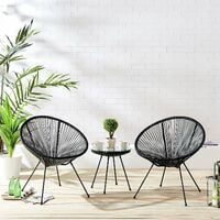 Cherry Tree Furniture Konya 2 Seater Rattan Bistro Table and Chair Set in Black