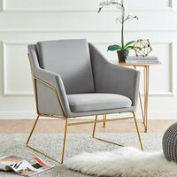 Cherry Tree Furniture HEDY Velvet Accent Chair Armchair with Sculptural Metal Frame in Grey Velvet