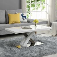 Cherry Tree Furniture Basel High Gloss White Coffee Table with Stainless Steel Base
