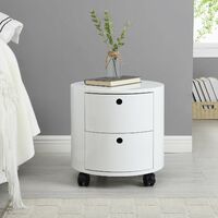 Cherry Tree Furniture DOLIO Drum Chest Bedside Table, Barrel Side Table with Drawers High Gloss White 2 Drawer