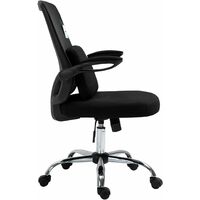 Cherry Tree Furniture LULA Black Mesh Office Chair with Folding Arms and Removable Lumbar Cushion