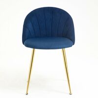 Cherry Tree Furniture Milverton Pair of 2 Velvet Dining Chairs with Golden Chrome Legs (Navy Blue)