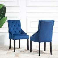 Cherry Tree Furniture Harbury Set of 2 Buttoned Dining Chairs (Navy Velvet with Black Legs)