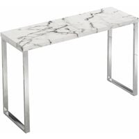 Cherry Tree Furniture BIASCA High Gloss Marble Effect 120cm Console Table with Silver Chrome Legs - White Marble